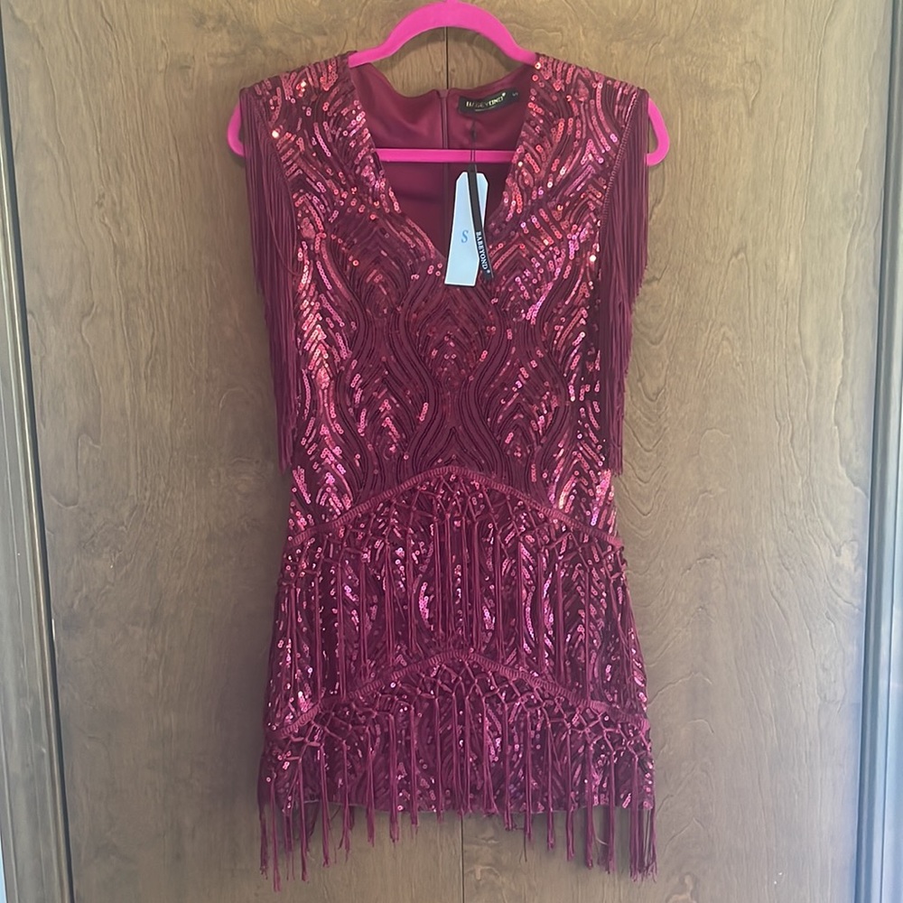 NWT Babeyond Sequin Flapper Mini Dress with Fringe Detail